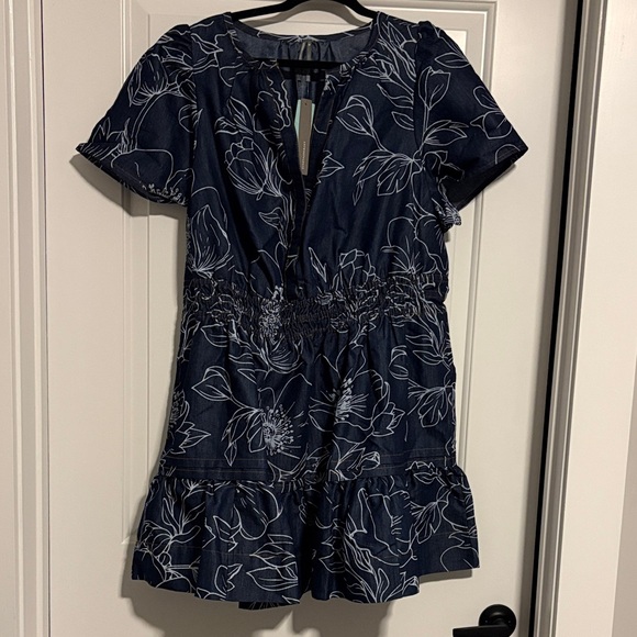 NWT Anthropologie Floral Denim Dress - Picture 1 of 8